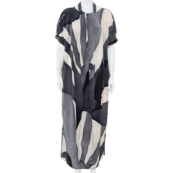 Max Mara - Grey Abstract printed Silk Draped - Picture 1 of 4